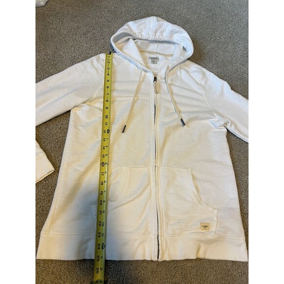 LL Bean Women's Organic Cotton Full-Zip White Hoodie Sweatshirt - Picture 11 of 12